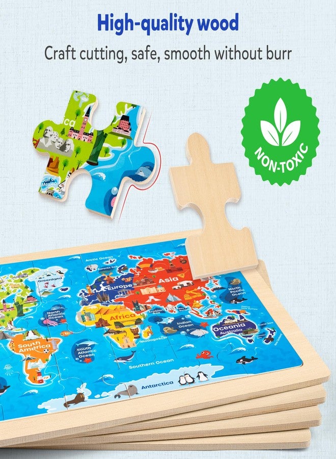 SYNARRY Large US World Earth Solar System Wooden Puzzles for Kids Gift Box(12.2*9.4 in) - FSC Certified, Puzzles for Toddlers 3-5, Puzzles for Kids Ages 4-6, Easter Basket Stuffers Valentines Day Gift - Image 4